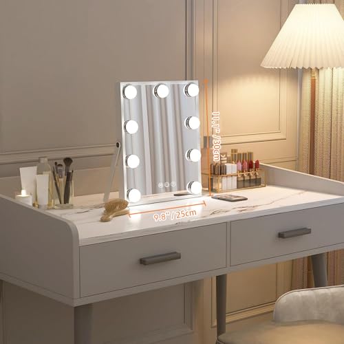 Hollywood Vanity Mirror with Lights, Lighted Makeup Mirror for Tabletop and Wall Mounted Hollywood Mirrors, Dimmable LED Bulbs & 3 Color Light Modes & 10X Magnifying Table Mirrors (White, Small) - Cosy Home Interiors Hollywood Vanity Mirror with Lights, Lighted Makeup Mirror for Tabletop and Wall Mounted Hollywood Mirrors, Dimmable LED Bulbs & 3 Color Light Modes & 10X Magnifying Table Mirrors (White, Small) - Image 8