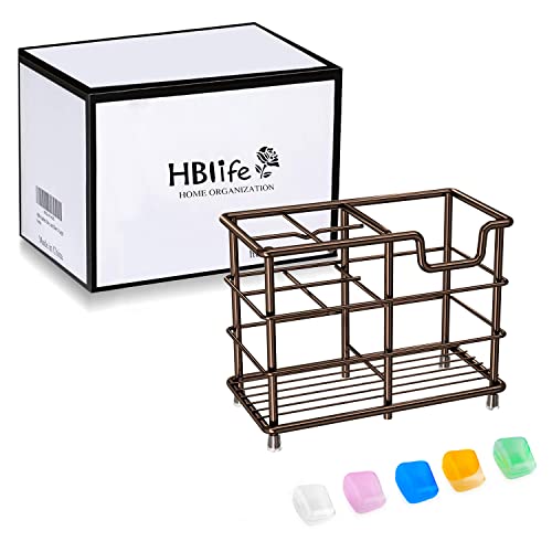 Hblife Small Toothbrush Holder For Bathroom, 5 Slots Bronze Stainless Steel Bathroom Accessories Organizer For Small Spaces #TOP5