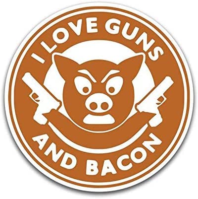 I Love Guns and Bacon Pig Hog Magnet - 5 Inches At Longest End - Heavy Duty Refrigerator Magnet Full Color UV Printed Fade Resistant - One 5 Inch Magnet