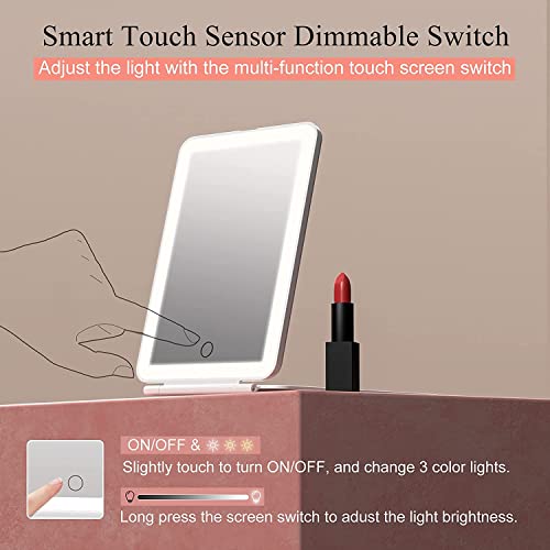 Huojucun Shanker Led Travel Makeup Mirror With Light，Foldable Makeup Mirror，Travel Lighted Makeup Mirror With A Small Magnifying Mirror.lighted Makeup Mirror,Light Up Mirror #TOP2