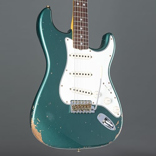 Fender ’65 Stratocaster Relic RW Sherwood Green Metallic #132994 – Guitare Électrique - Les Beatles, Paul McCartney, John Lennon, RIngo Starr, George Harrison Fender '65 Stratocaster Relic RW Sherwood Green Metallic #132994 - Guitare Électrique – Image 7
