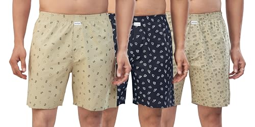Image of Nermosa Men's 100% Cotton Boxer Shorts - Soft, Breathable, All-Day Comfort (Pack of 3)