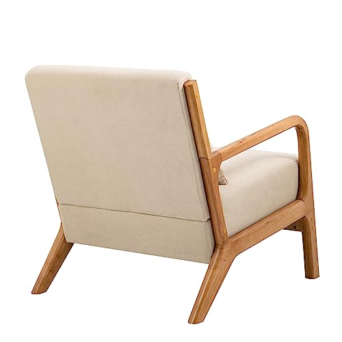 Sillón con cojín beige tapizado de tela miniatura 6