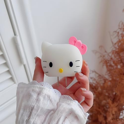 Image of Cable Protector for Apple iPhone Charger 20W /18W Type C, 3D Cute Cartoon Case Adaptor Cover Full Cable Connection Protectors Protective Protection Wire Sleeves Guard (Hello Kitty)