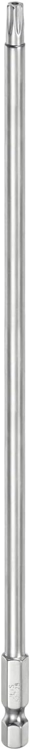 HARFINGTON 1pcs T25 Security Torx Bit 1/4" Hex Shank 8" Long S2 Steel Magnetic Tamper Resistant Star Bits Screwdriver Torx Head with Hole for Driver Drill Bits Remove Fastening Screws