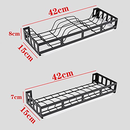 Abtropfgestell mit 2 Etagen, zur Wandmontage, mit Ablaufpfanne und Ablage, schwarz, für Schüsseln, Tassen, Löffel, Gabeln, Küchen-Abtropfbrett-Organizer