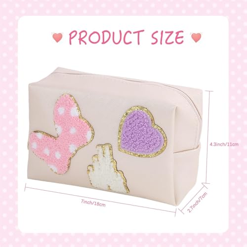 Dripykiaa Preppy Patch Small Toiletry Bag Cartoon Leather Makeup Bag with Double Zipper Gift for Women and Teenage Girls for Disney World Essentials2