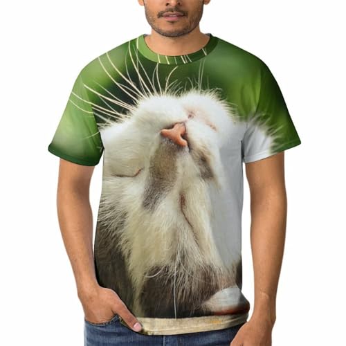 Tee Shirt Chat Qui Dort Homme à Col Rond - Un Look Unique sans Effort