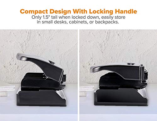 Image of Bostitch Office 3 Hole Punch, Durable Metal, Rubber Base, 12 Sheets, Black