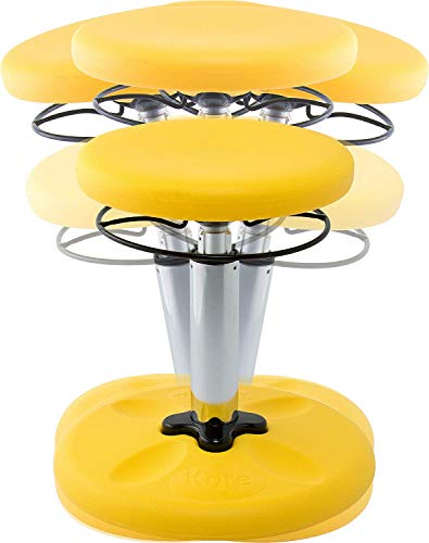 Image of Kore Kids Adjustable Wobble Stool, Ages 6-11, 14-19in Tall, Yellow | Flexible seating for classroom and home boosts focus, improves posture and channels energy; anti-tip base; Made in USA