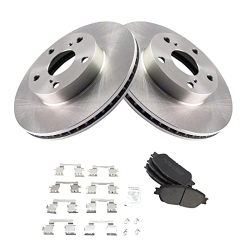 Image of TRQ Front Brake Pad and Rotor Set Semi Metallic Vented Rotors | For 2005-2015 Toyota Tacoma