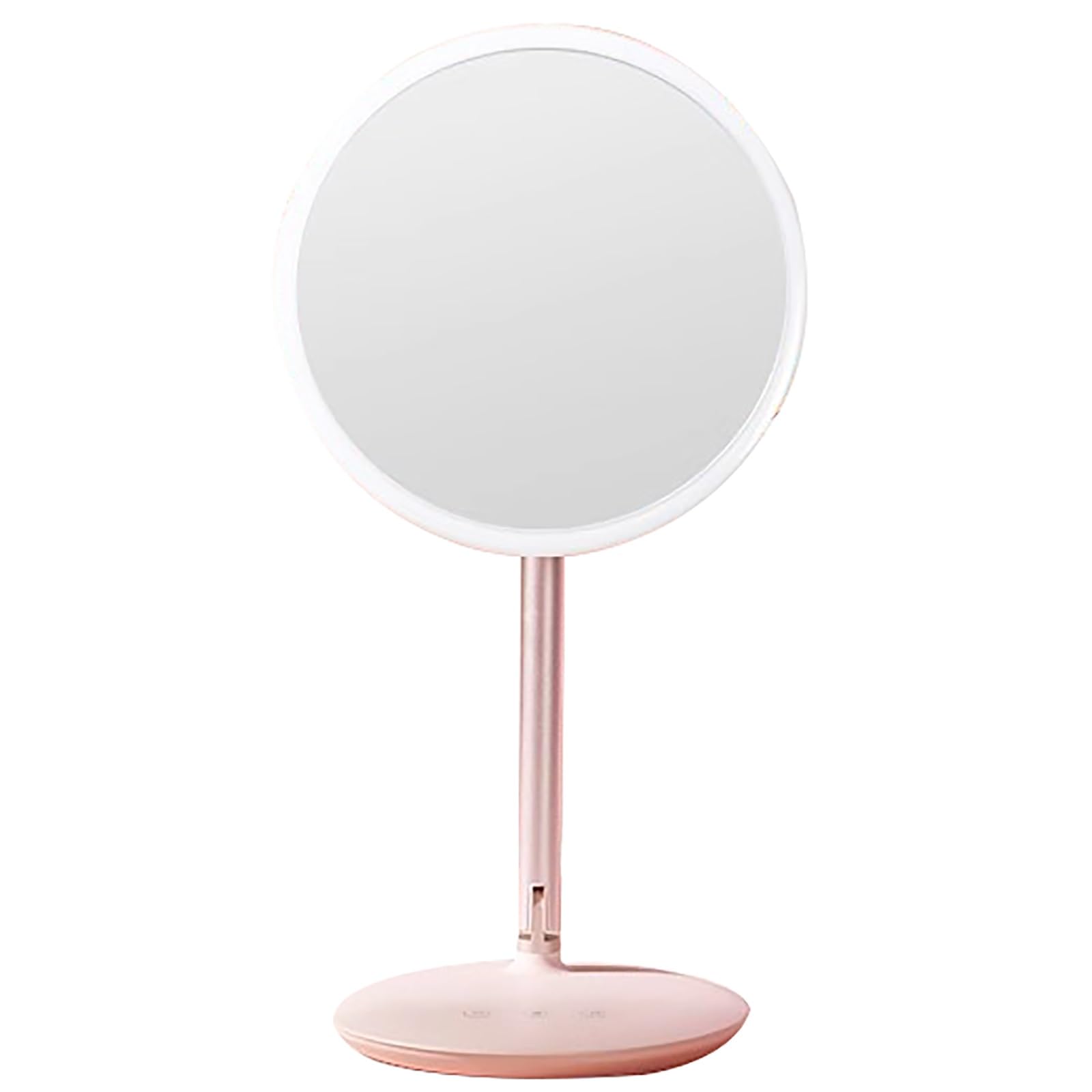 Składane Lustro do Makijażu LED z 3-Kolorowym światłem, Sterowaniem Dotykowym, ładowalne Lusterko Kosmetyczne do Użytku na Biurku lub w Podróży(Pink)