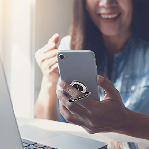 Cell Phone Ring Holder Finger Kickstand - Pikabo 360 Degree Rotation Metal Ring Grip For Magnetic Car Mount Compatible With Iphone, Samsung, All Smartphone. (Glitter Black) #TOP5