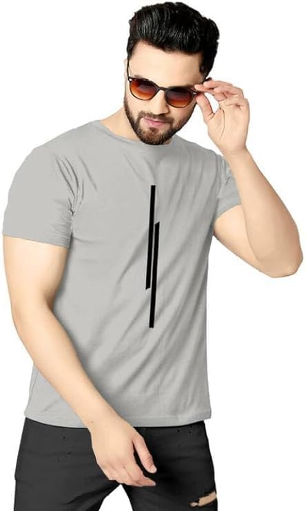 Solid Color Polyester Round Neck Tshirt for Men || 11 Lines Graphic, Light Weight, Comfortable T-Shirt for Men-image-28