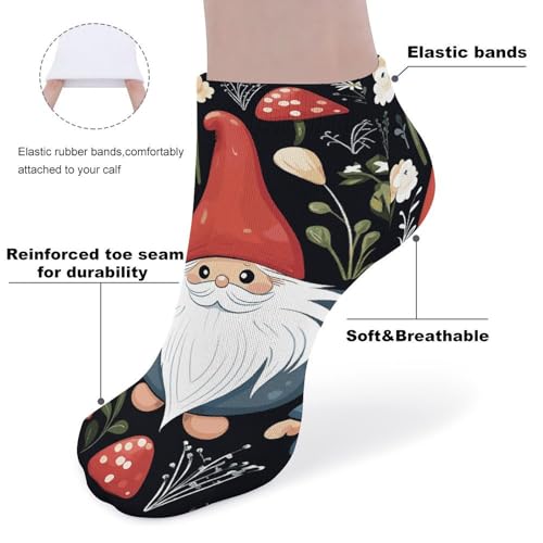 5 Pairs Ankle Socks Soft Breathable No Show Socks Comfortable Cotton Low Cut Casual Socks for Women Men Cute Gnomes3