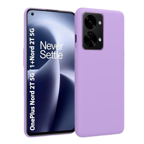 Image of LIRAMARK Liquid Silicone Soft Back Cover Case for OnePlus Nord 2T 5G / 1+Nord 2T 5G (Lavender)