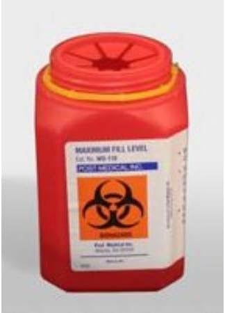 1 Quart Sharps Container With Screw Top Leak Tight Lock Lid Saf-T Ring, 24 Case