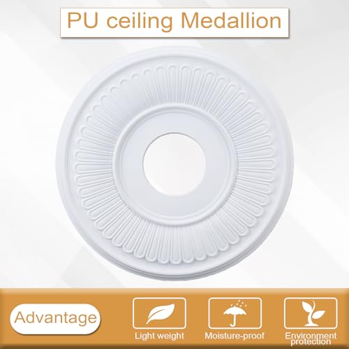 Rosace de plafond polyuréthane 330mm blanche pour ventilateur