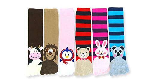 Mopas Women's Animal Printed 5 Finger Toe Socks (6 Pairs)