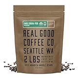 Real Good Coffee Company - Whole Bean Coffee - Organic Single Origin: Peru Medium Roast Coffee Beans - 2 Pound Bag - 100% Whole Arabica Beans - Grind at Home, Brew How You Like