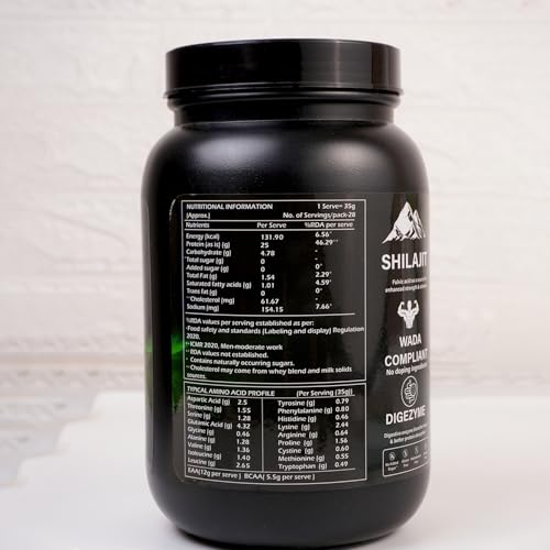 Image of Alvista Labs Testohulk Shilajit Whey Protein | 25g Protein | 250mg Shilajit | 5.5g BCAA | Belgian Chocolate | 1kg (2.2 lb) | Faster Absorption | Digezyme Blend | WADA Compliant