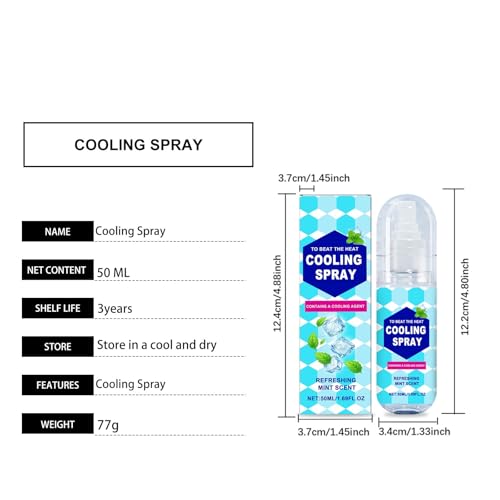 Generisch Spray refrescante, refrescante de menta, alivio instantáneo de calor y larga duración – Piel fresca – Friendly Mist for Body, Clothes & Outdoor Portable Fast – Acting Summer Heatstroke - imagen 4