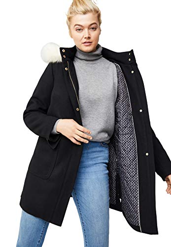ellos Plus Size Side-Snap Wool Parka