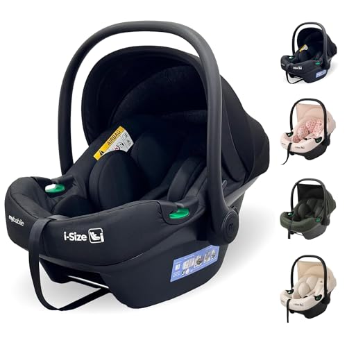My Babiie MBCS02 SE i-Size Baby Car Seat - 40-87cm (Birth to 15 Months Approx.) R129 Group 0+ Lightweight Infant Carrier Large Canopy Newborn Insert Adjustable Headrest - Black SE