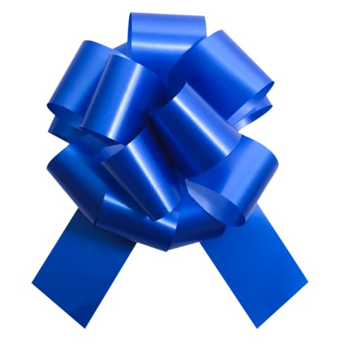 6 Pcs 6 Inch Blue Organza Pull Bow Christmas Bows Christmas Bows for Gift Wrapping Perfect for Wedding Decoration Gift Wrapping Baskets Car Bows Birthday Parties Christmas and Valentines Day
