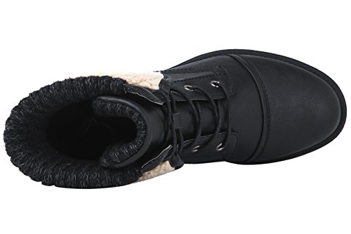 GLOBALWIN Women's Black Combat Boots Dressy Lace Up Ankle Boots For Women Low Heel Size 10M - image 6