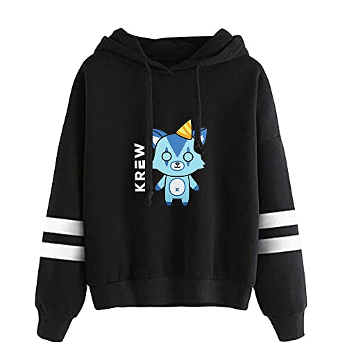 WZSMHFT ItsFunneh Krew District New Logo Pullover Hoodies Cute Merch Men Women Hoodies Sweatshirt (Black 5,S)