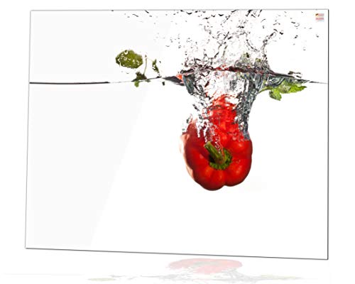 Pantalla antisalpicaduras de cristal/Panel de vidrio templado para cocina, 100 x 60 cm, motivo de Pimiento, UltraClear ® Glass Cover