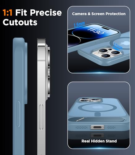 Image of Magnetic Compatible with iPhone 14 Pro Max Case, [Built-in Invisible Kickstand][Compatible with MagSafe] [Military Grade Shockproof] Slim Translucent Matte Phone Case for iPhone 14 Pro Max 6.7 inch