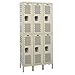 Hallowell U3228-2HDV-PT Heavy-Duty Ventilated KD Metal Locker, Unassembled, 3-Wide Grouping, 2 Tier, 36" Opening Height, 78" Frame Height, 12" Width x 12" Depth, Parchment