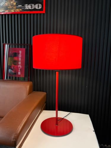 Image of THE GRANDEUR Table Lamp with Fabric Shade, 55 cm, Red, Metal Base