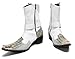 Santimon Cowboy Boot for Men Dress Casual Genuine Leather High Top Boots Metal Wingtip Zipper on Size Western Boots Fashion Wedding Singer Bar Party Ballroom Personalized Chelsea Boots White 11.5 US