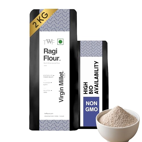 Image of TWF Ragi Flour | 2 Kg | Nachni Atta | Gluten Free | Stone Ground | Protein Rich | Madua Atta | Not Pulverized | Finger Millet Flour | Kelvaragu | Virgin Flour | No chemicals
