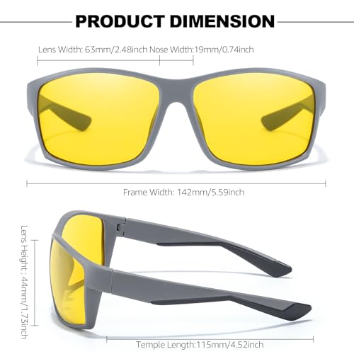 IGnaef Wraparound Night Vision Glasses Polarized Anti Glare Lenses for Nighttime Driving Cycling Running Fishinge IF21323