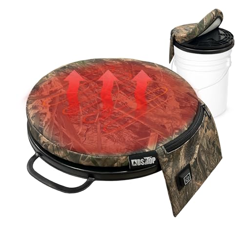 MDSTOP Heated 5 Gallon Bucket Seat, 360-Degree Swivel Bucket Seat Lid, Waterproof Top Seat Foam Cushion for Dove Duck Hunting, Ice Fishing, Baseball, Gardening, Camping(No Power Bank) No. 3