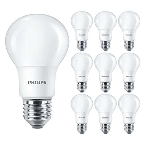 Philips 10 Pack CorePro LED Frosted GLS A60 Lamp 7.5W (60W) E27 ES Large Edison Screw 4000k Cool White | 806 Lumen | 15000 Hours | Car Air Freshener Included | 90+ CRI