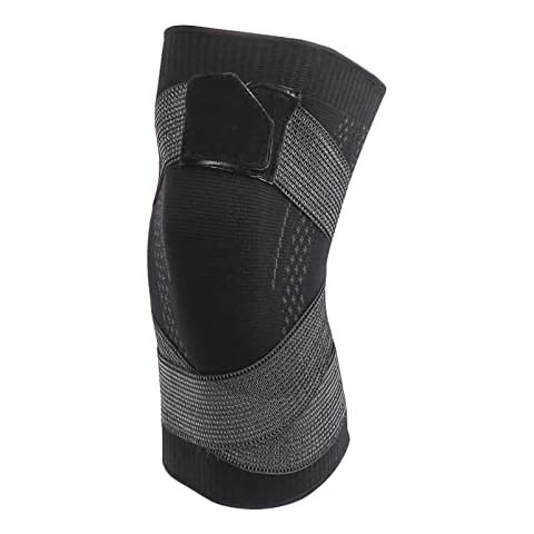 Msticker Color Matching Straps Pressurized Knitted Sports Knee Pads Nylon Breathable Knee Pads Basketball Running Mountaineering Knee Pads Yoga Straps for Stretching Red (Black, M) Cover