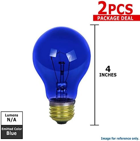 Sunlite 25A/TB/B/6PK Incandescent Blue A19 25W Light Bulbs with Medium E26 Base (6 Pack)