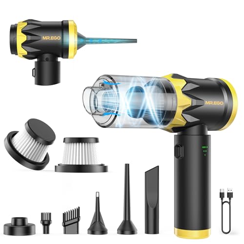 Mr.ego Car Vacuum Portable Cordless, 18500Pa Hand Held Vacuum Cleaner and Air Duster, 4-in-1 Mini Vacuum with Multi-Nozzles for Small Jobs, Car, Home, Desk, Keyboards (Black)