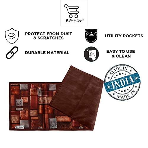 Image of Polyester 3-Layered Digital Printed Microwave Oven Top Cover With 4 Utility Pockets Suitable for Upto 30 Liter (Brown, Size-36x14 Inches)