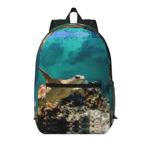 Sac à dos de voyage avec poche 17 pouces noir Sea Turtle1 taille unique