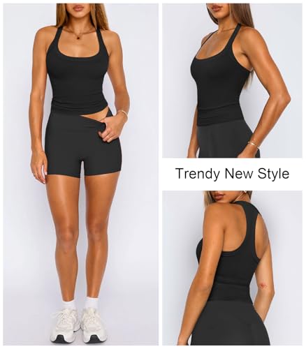 Womens Halter Top Deep Scoop Neck Low Cut Racerback Tank Top for Women Workout Ribbed Knit Fitted Sleeveless Cami Shirt3