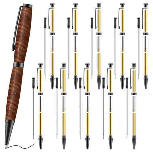 Dytabepl 10-Teiliges Stift-Set zum Drechseln, Holzgefertigte Kugelschreiber 7 mm Slimline-Stift-Drehset mit Nachfüllpackung, Drehbank-Drechselzubehör, Schwarz
