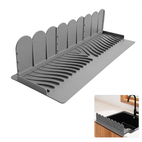 Image of Splash Guard For Kitchen Sink, Sink Guard For Kitchen With Waterproof Barrier, Silicone Anti Splash Sink Edge Guard, Sink Water Protector (Grey, 20x7.4 inches)