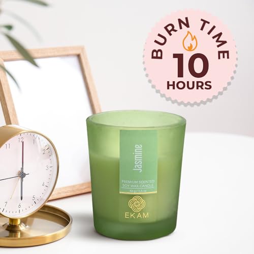 Image of EKAM Jasmine Votive Soy Wax Scented Candle, 40 Grams, 10 Hours Burn Time| Long Lasting Premium Candles | Ideal for Home Decor | Gifting & Aromatherapy