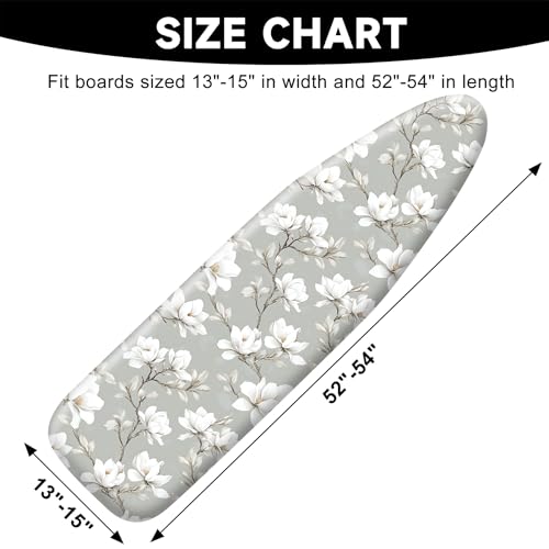 Image of Quick Install Ironing Board Cover 15 inch x 54 inch Ironing Board Cover with Nose Strap Pocket and Elastic Sides Anti-Slip and Heat-Resistant Stylish Home Ironing Board